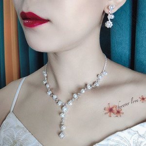 Brilhante strass conjunto de colar pingente, mulheres acessórios de casamento colar de brincos colar de diamante jóias de noiva conjunto de pulseira