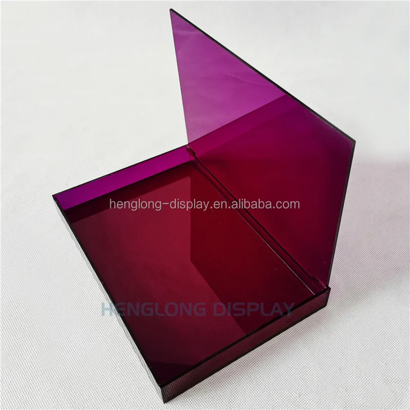 Clear Purple Plastic Packing Box Colorful Large Decorative Acrylic Storage Box With Lid