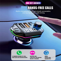 Compatible sans fil 5.0 lecteur Mp3 sans fil pour voiture, récepteur Audio mains libres, lumière ambiante, émetteur FM type-c 3.1A Charge rapide