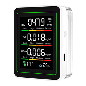 Air Quality Monitor CO2 TVOC HCHO Detector LCD Display Temperature Humidity Sensor Indoor Use - Product Image 1