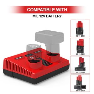 Cargador de Batería de Doble Puerto de 12V Compatible con Baterías de Litio Milwaukee de 12V, Cargador Rápido Portátil para Herramientas Eléctricas - Product Image 2