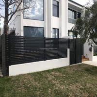 Panneaux de clôture modernes de luxe en alliage d'aluminium à lattes horizontales 1,8 m, noirs thermolaqués, semi-privés, pour jardin résidentiel