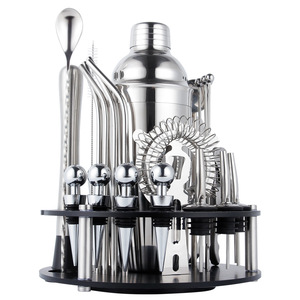 Ensemble de shaker à <span class=keywords><strong>cocktail</strong></span> en acier inoxydable pour bar à domicile <span class=keywords><strong>Kit</strong></span> de barman avec support rotatif Mélangeur de boissons - Product Image 4