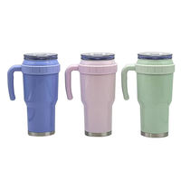 Tasse à café de voyage isotherme en acier inoxydable de 40 oz avec poignée et couvercle, bouteille d'eau, étiquettes