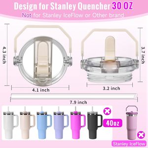 Flip <b>Straw</b> Leakproof Lids for <b>Stanley</b> Lid Replacement 30 oz for <b>Stanley</b> Quencher <b>Cup</b> Leak Proof Top Detachable <b>Straw</b> Cover - Product Image 2