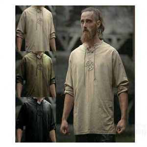 Medieval <strong>Mens</strong> Tops Vintage <strong>Linen</strong> Ancient Retro Cosplay Costume T-<strong>shirt</strong> - Product Image 1