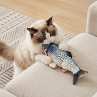 Mainan Kucing USB Rechargeable Ikan Realistis Termasuk Catnip Dapat Dicuci Hadiah untuk Anak Kucing Elektrik Bergetar Otomatis Mainan Kucing Peliharaan