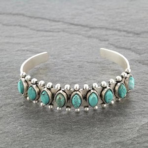 Bracciale Aperto Stile Turchese per Donne, Gioiello Vintage Regolabile - Product Image 1
