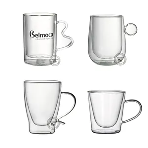 Tasse à café en verre Borosilicate à Double paroi écologique, de ml, résistante à la chaleur, avec Logo personnalisable pour la fabrication de lait au Latte