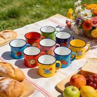 Verdikte fabrikant goedkope prijs aangepaste logo emaille servies metaal staal koffie emaille mokken beker voor kamperen