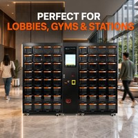 Distributeur automatique intelligent de casiers sécurisés, capacité 32 emplacements, en acier inoxydable, avec surveillance à distance et options de paiement multiples, idéal pour les halls et les gymnases