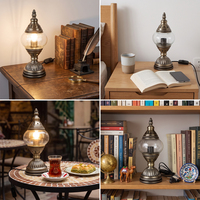Vintage Moroccan Style Electric Table Lamp Glass Shade Retro Decorative Desk Lamp for Bedroom Living Room Home Decor