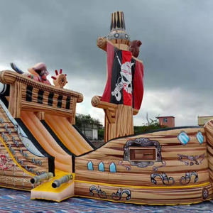 Équipement de parc d'attractions, toboggan à obstacles gonflable, château gonflable brun, bateau pirate, toboggan gonflable - Product Image 1