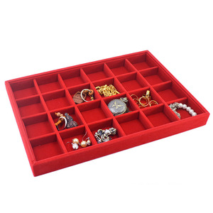Bán buôn tùy chỉnh sang trọng nhung đỏ khay đồ trang sức hiển thị khay Vòng Vòng cổ Khay cho Vàng Mỹ cửa hàng đồ trang sức - Product Image 4