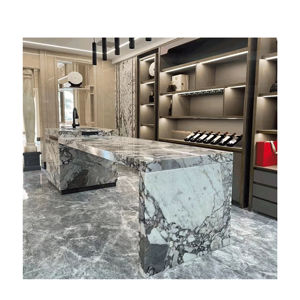 Marbre blanc argenté naturel, design moderne, Calacatta pour comptoir de salle de bain d'hôtel, surface polie - Product Image 6