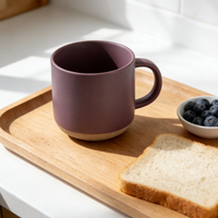 Mug à café en céramique grès finition mate avec anse 380 ml, écologique, rose et violet, compatible lave-vaisselle, pour la maison, le bureau, ou comme cadeau