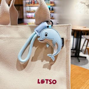 Cartoon Marine Animal <b>Keychain</b> Set Cute Leather Dolphin Whale Pendant Creative Shark Bag Charm Fashionable Car Accessories Gift - Product Image 3