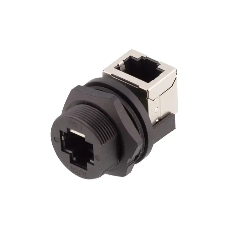 CAZN Waterproof Industrial Panel Mount RJ45 Angled Connector for Ethernet