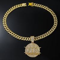 CJH Niche Letter Collier long cubain unisexe, style hip-hop américain, avec pendentif en zircon et maillons géométriques en alliage de zinc, cadeau, Or/Argent