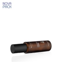 Flacon pompe en verre ambré givré de 60 ml (2 oz), emballage vide pour soins de la peau, flacon cosmétique pour sérum, flacon pour huile capillaire avec pompe noire