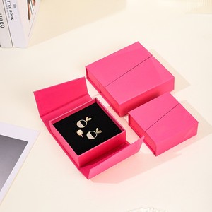 Foldable Pink Double Open Jewelry <b>Box</b> Luxury Rigid Cardboard Jewelry 2 Door Magnetic Necklace <b>Earring</b> Ring <b>Gift</b> Packaging <b>Box</b> - Product Image 4