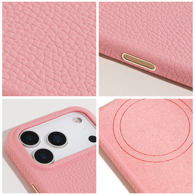 Hot-selling Custom Logo Fashion Luxury Lychee Pattern Genuine Leather Shockproof Magnetic Phone Case for iPhone 17 16 15 Pro Max