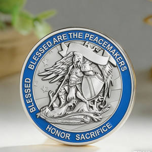 Moneda Conmemorativa Personalizada con Tema de Paz, Aleación de Zinc, Acabado Plateado Electroplacado, Esmalte Azul, Coleccionable de Alto Valor - Product Image 1
