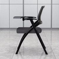 Chaise de formation en maille avec structure en acier, pliable, empilable, accoudoir rotatif, tablette d'écriture intégrée, pour bureau moderne