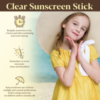 Spécialement conçu pour les enfants sensibles, stick solaire transparent SPF 50, résistant à l'eau, stick pour le visage, protection solaire à large spectre UVA/UVB