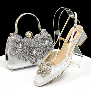 Conjunto de Zapatos y Bolso de Noche para <span class=keywords><strong>Mujer</strong></span>, Estilo Princesa, Dorado Otoñal, Estilo Instagram, <span class=keywords><strong>Sandalias</strong></span> de Tacón de Aguja con Punta Cuadrada, Cómodas - Product Image 5