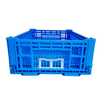 Promotion : Caisses bleues en PP perforé robustes, à mailles larges, pliables, empilables, pour fruits et légumes, Enlightenment