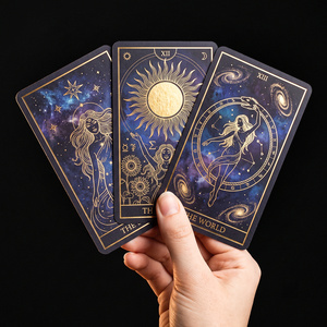 Cartas del Tarot Oculto con Borde Dorado, Impresión <span class=keywords><strong>de</strong></span> Primera Calidad, Lámina Negra Mate, Fabricación <span class=keywords><strong>de</strong></span> Mazos <span class=keywords><strong>de</strong></span> Oráculos, Marca Espiritual Personalizada OEM - Product Image 3