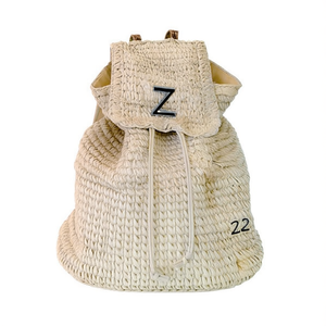 Mochila de papel tejido de 35x36 cm con cordón, bolso de hombro para mujer, estilo casual - Product Image 1