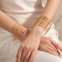Joyería de Moda 2026, Brazalete Abierto Delgado de Cobre Chapado en Oro de 18K con Circonita, Elegante para Mujer, Uso Diario, Citas, Fiestas, Regalo
