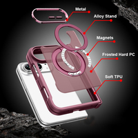 Coque de téléphone hybride PC TPU givrée pour iPhone Duo avec support rotatif à 360°, protection antichoc pour l'arrière du téléphone portable