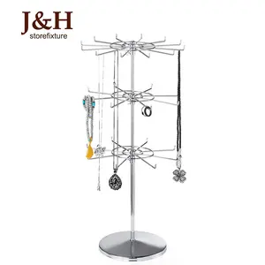 Countertop rotierenden metall schmuck display stand / Desktop 3 Layer Tree Shape Spin Metal Wire Jewelry Display Rack
