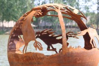 Boule de foyer en acier Corten chauffant découpée au laser, diamètre extérieur du cerf, sphère de 1000mm