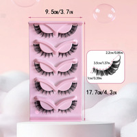 Faux cils effet œil de renard à marque privée, 5 paires par plateau, personnalisables, en fibres synthétiques douces, effet œil de chat, pour maquillage européen et américain