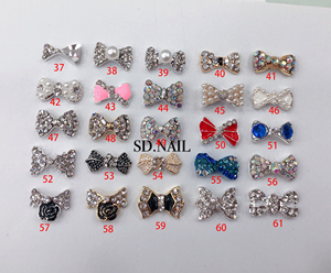 Shandie领结蝴蝶结合金水钻珍珠钉装饰3d美甲配件 - Product Image 2