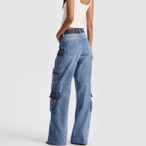 Jeans de Mujer Estilo 2025, Holgados, de Cintura Alta, al por Mayor, Personalizados, con Costuras, Tipo Cargo - Product Image 2