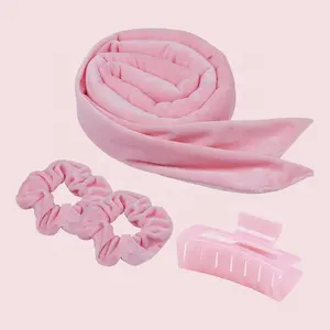 Bigodino per capelli a onde senza calore per adulti personalizzato senza fascia per arricciare il calore riccioli per dormire rullo per capelli a nastro con clip e Scrunchie