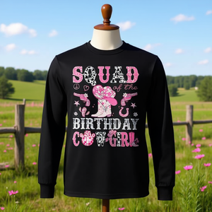 Camiseta de manga larga Squad Of The Birthday Cow Girl Pink Western - Product Image 3