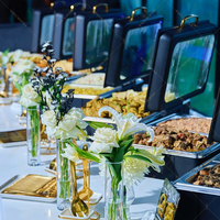 Dernier modèle de chauffe-plat rond en acier inoxydable de 9 L pour traiteur, buffet, réchaud alimentaire pour fêtes et mariages