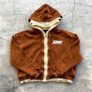 Sudadera con capucha para hombre 2026 New Street Vintage 100% algodón, estilo urbano, oversize, lavado ácido, lisa, con cremallera de tres capas, corte holgado y corto - Product Image 3