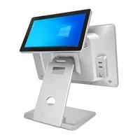 Sistema POS de Doble Pantalla de 15.6+11.6 Pulgadas, Caja Registradora Táctil Plegable con Sistema Operativo Windows y Android para Tiendas y Hoteles