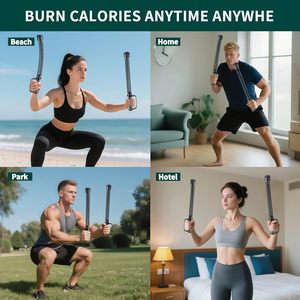 Corde <span class=keywords><strong>de</strong></span> combat professionnelle 2-en-1 sans fil, bâton d'entraînement <span class=keywords><strong>de</strong></span> gym intégré, durable et portable en acier inoxydable - Product Image 2