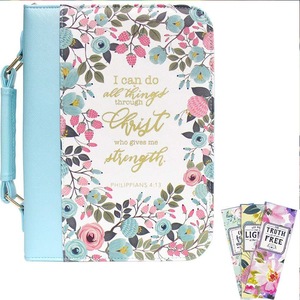 Elegante Bolsa para Biblia, Funda de Cuero Resistente con Flores, Estuche para Biblia Floral para Niñas 2025 OEM BSCI, Funda de Cuero PU para Biblia - Product Image 1