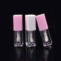 Mini tube carré transparent pour huile à lèvres 5ml, contenant en plastique pour brillant à lèvres avec bouchon à vis et applicateur en stock