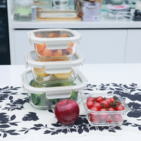 Boîte à lunch en verre borosilicaté Pyrex Compartiment unique Couvercle en plastique sans BPA Four japonais préservant le stockage des aliments pour bébés