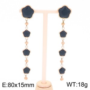 CAIOOCHE Boucles d'oreilles en acier inoxydable à cinq feuilles de trèfle, plaquées or 18 carats, étanches, <span class=keywords><strong>cadeau</strong></span> de luxe pour femme, vente chaude - Product Image 3